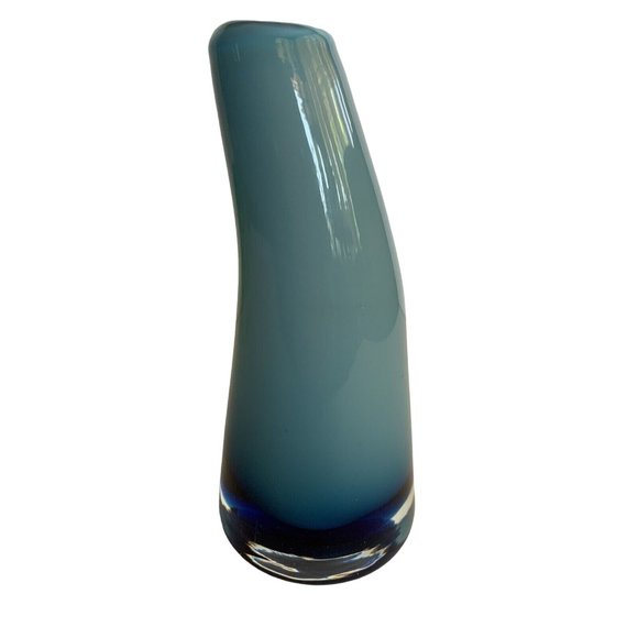 Hand Blown Art Glass Vase Tilts To One Side 6” - Picture 3 of 8